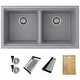 preview thumbnail 19 of 43, STYLISH Dual Mount 33" Double-Bowl Composite Granite Kitchen Sink - 33" x 18" x 9.5"