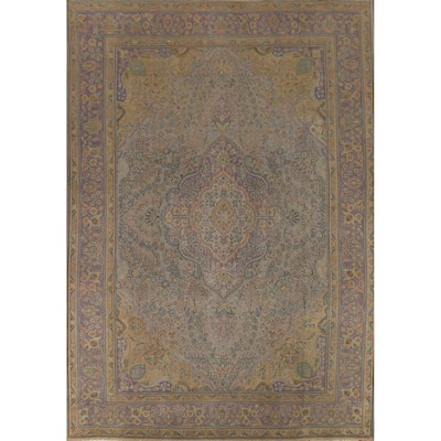 Floral Tabriz Persian Vintage Area Rug Handmade Wool Carpet - 9'9"x 12'9"