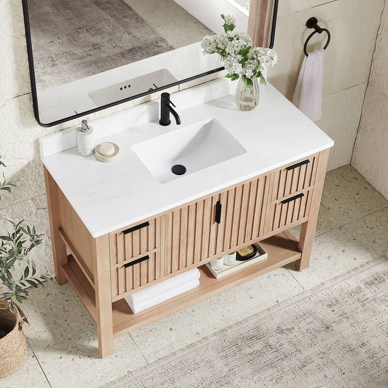Tehran Bath Vanity with Composite Stone Top without Mirror