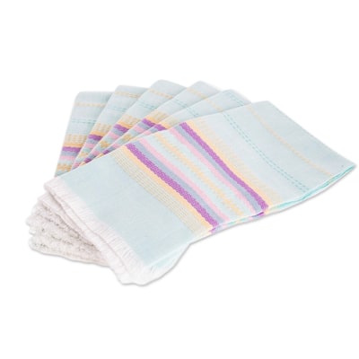 Novica Handmade Traditional Taste In Blue Cotton Napkins (Set Of 6)