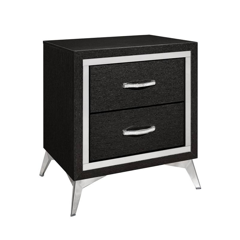 Black 2 Drawer 16.18 in. W Nightstand with Trimmed Edge Design