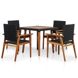 Shop Black Friday Deals On Vidaxl Outdoor Dining Set 5 Pieces Poly Rattan Black And Brown Furniture Seat Overstock 27733567