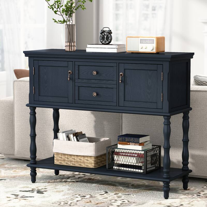 Farmhouse Wood Console Table - Blue