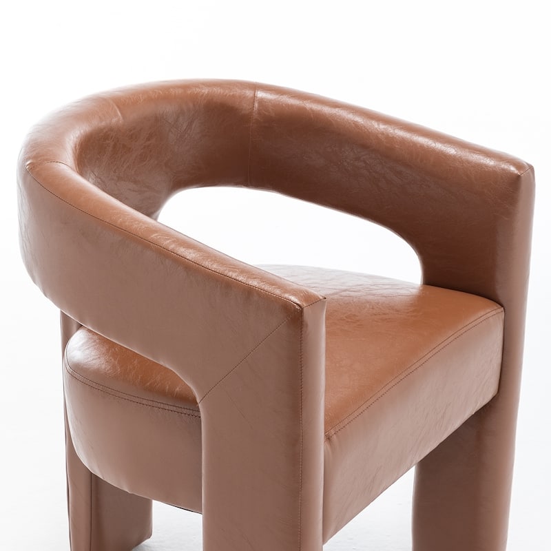 SEYNAR Modern Glam PU Leather Upholstered Dining Chair, Open-Back Accent Chair Set of 2