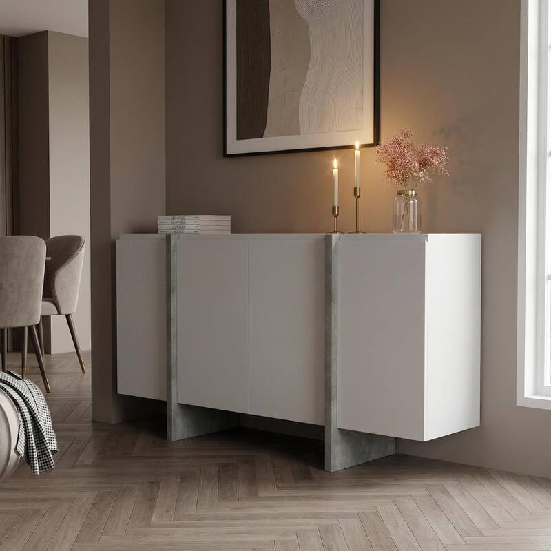 Meble Furniture Kinzie 180 Sideboard 71" Wide x 32" High - Matte Two-Tone Modern Buffet Credenza with Cabinet Storage