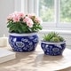preview thumbnail 21 of 30, Traditional Ceramic Chinoiserie Planters - Set of 2 Blue - 12.0"