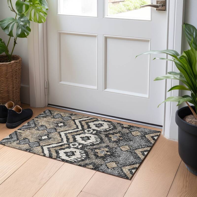 Premium Washable Super Soft Modern Global Mayfield Rug - Desert - 1' 8" x 2' 6" - Rectangle