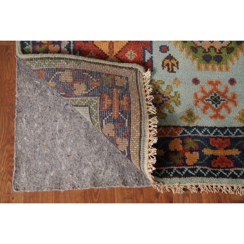 Geometric Heriz Serapi Oriental Accent Rug Handmade Blue Wool Carpet - 3'10"x 6'0"
