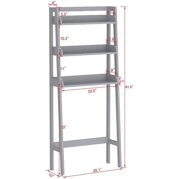 UTEX 3-Tier Ladder Shelf, Bathroom Shelf Freestanding, 3-Shelf Spacesaver  Open Wood Shelving Unit, Ladder Shelf (White)