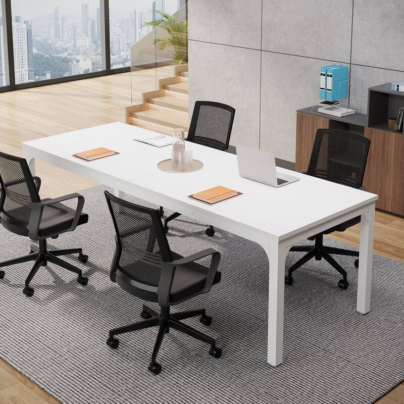 Rectangle 13FT Large Conference Table Set of 2, 78.74-Inch Meeting Seminar Table, Long Business Table