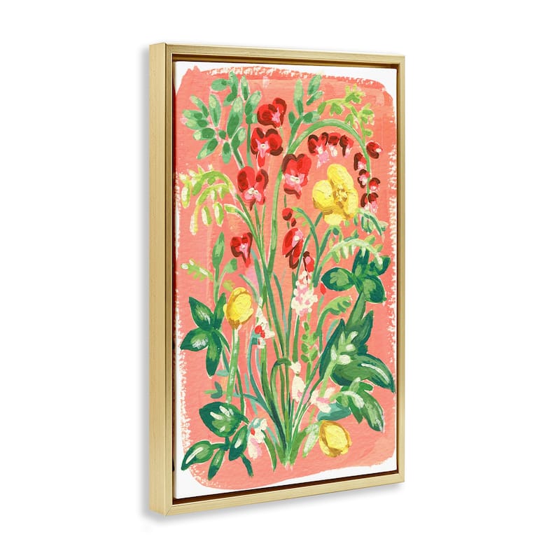 Stupell Peachy Flower Arrangement Framed Floater Canvas Wall Art Design By Hannah Moren
