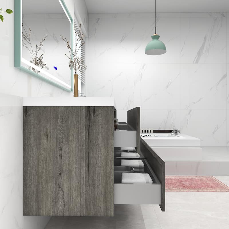 Selina 60" Wall Mounted Vanity with Single Sink on the Right - 60
