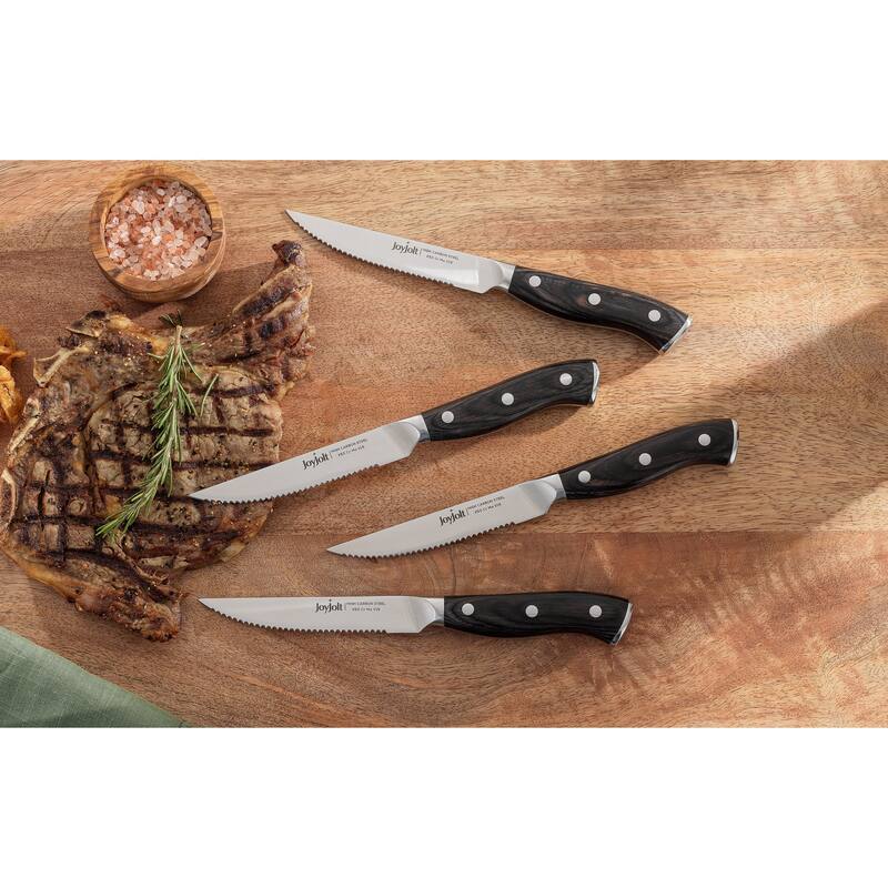 JoyJolt 4-Piece Steak Knife High Carbon Steel Kitchen Knife - Stainless Steel