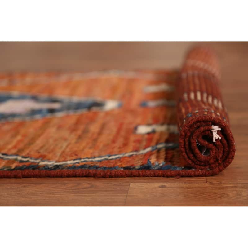 Orange Moroccan Oriental Runner Rug Handmade Tribal Wool Carpet - 2'11" x 9'10"