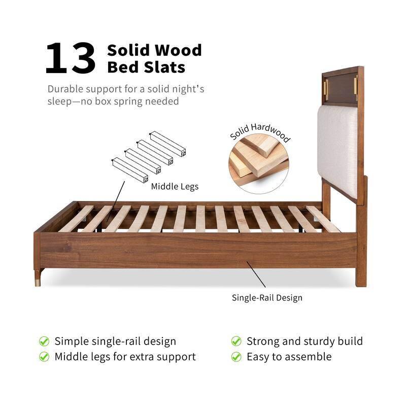 Furniture of America Forma Mid-Century Modern 3-Piece Walnut Solid Wood Platform Bedroom Set