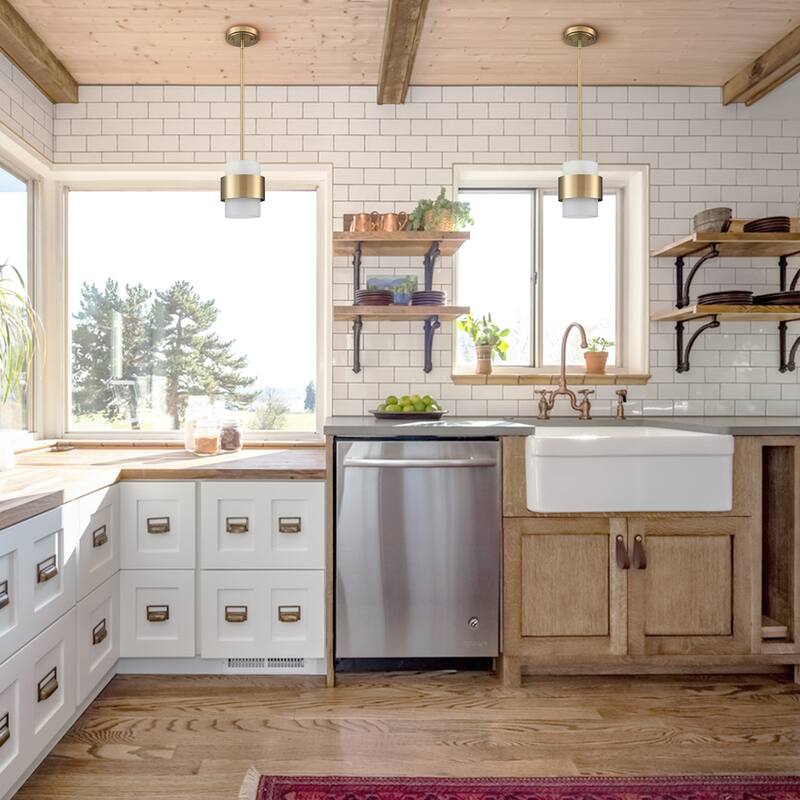 Rhodes Brass Modern Adjustable Height Pendant Light Industrial Mini Cylinder Shade