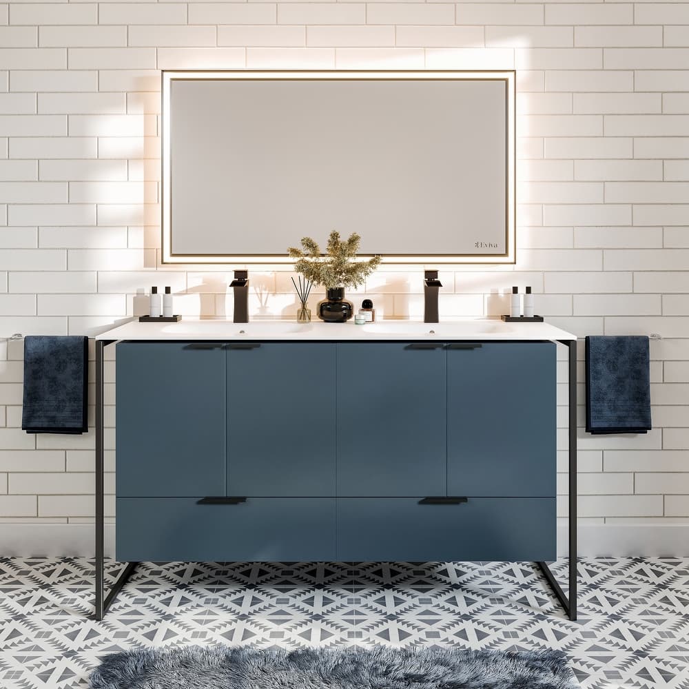 Eviva Onyx Wall Mount Bath Vanity with Solid Surface Top