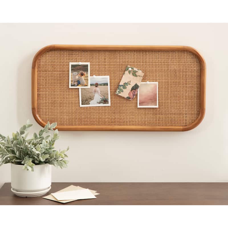 Kate and Laurel Planche Rattan Wall Pinboard