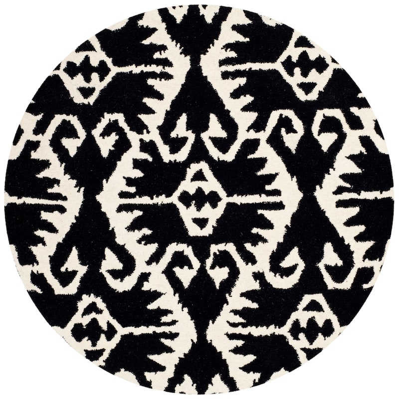 SAFAVIEH Handmade Wyndham Bekin Modern Wool Rug - 7' Round - Black/Ivory