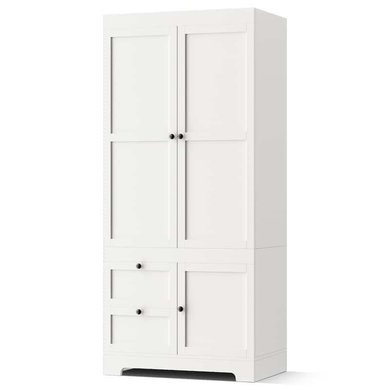 Pocassy 71" H Wardrobe Closet with Drawers with Doors and Storage
