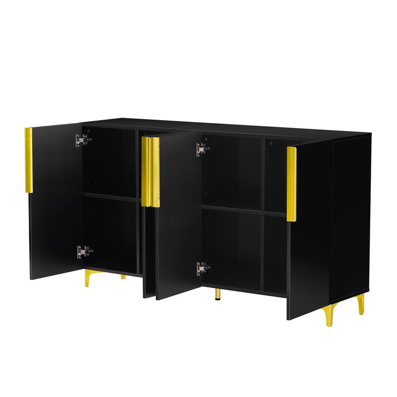 A Glossy Finish Light Luxury Storage Cabinet, Adjustable, Suitable for Living Room, Study, Hallway.