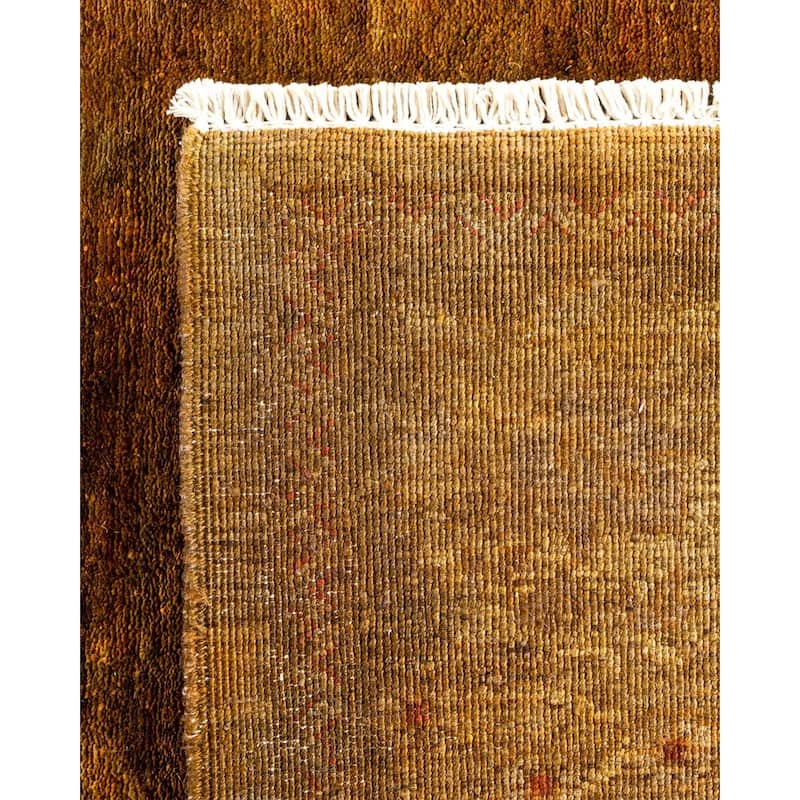 Overton Hand Knotted Wool Vintage Inspired Modern Contemporary Overdyed Yellow Area Rug - 6' 3" x 8' 8"