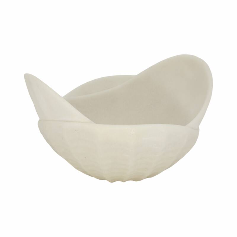 Sculptural Curved Edges Decorative Quartz Bowl-Home Decor - 17", White - 17.0"