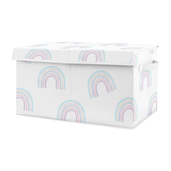 slide 2 of 4, Sweet Jojo Designs Pastel Rainbow Collection Girl Kids Fabric Toy Bin Storage - Blush Pink, Purple, Teal, Blue and White