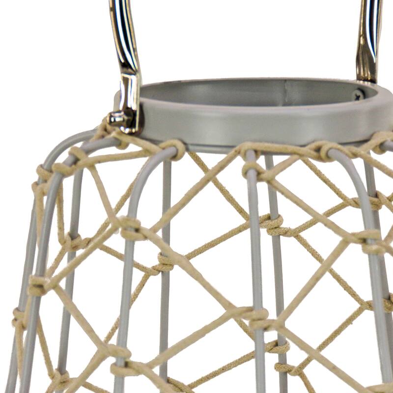 12" Candle Lantern with Rope Weave, Glacier Gray by National Tree Company - 12 in