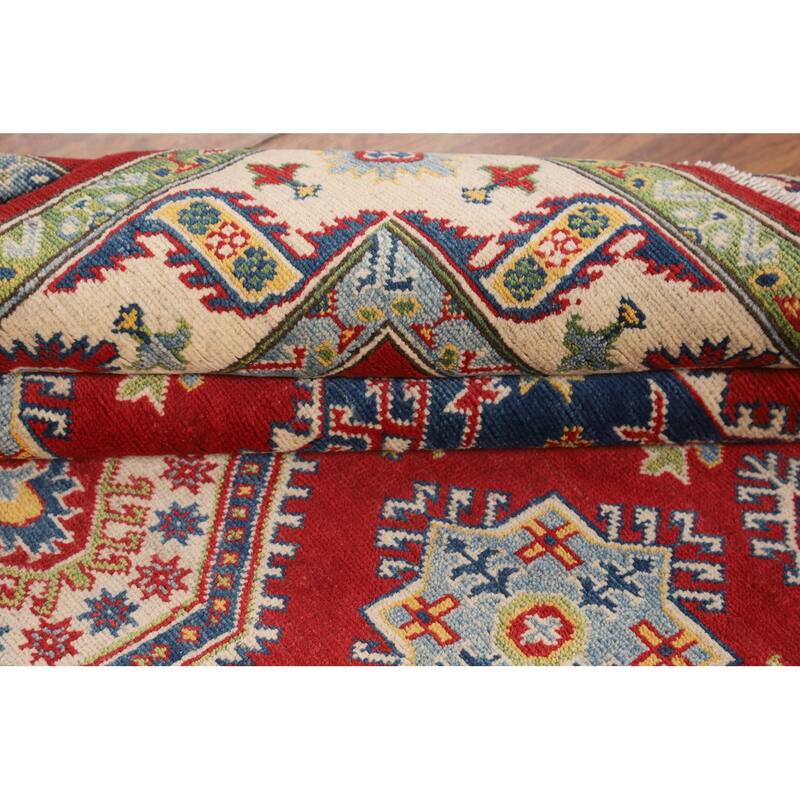Traditional Red Kazak Oriental Area Rug Hand-Knotted Wool Carpet - 5'1" x 6'9"