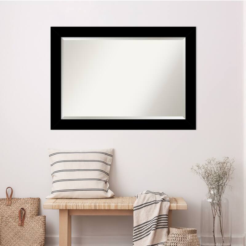 Basic Beveled Wood Framed Wall Mirror