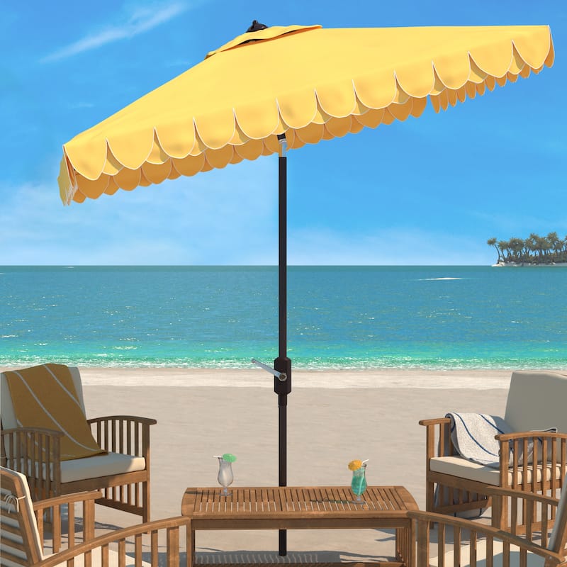 SAFAVIEH Outdoor Kjerstin Valance 9Ft Double Top Umbrella - Yellow