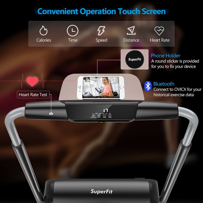 3HP Folding Treadmill Compact Walking Jogging Machine W/Touch Screen - See details