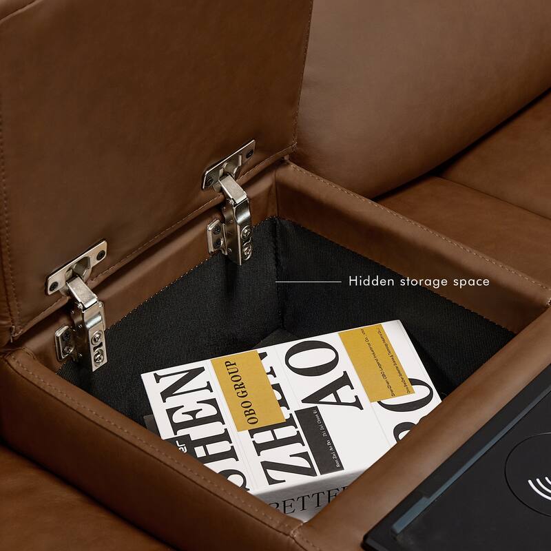 94.5'' W Faux Leather Dual-Power Oversized Width Seat Loveseat with Wireless Charging, Reading Light