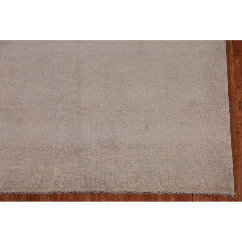 Hand Knotted Oriental 100% Wool Carpet Modern Solid Beige & Ivories Gabbeh Area Rug - 10' 3'' X 5' 2''