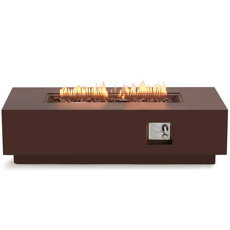 AVAWING 50,000 BTU 30" Outdoor White Round Propane Fire Pit Table and Set (Set Includes Tank Holder)