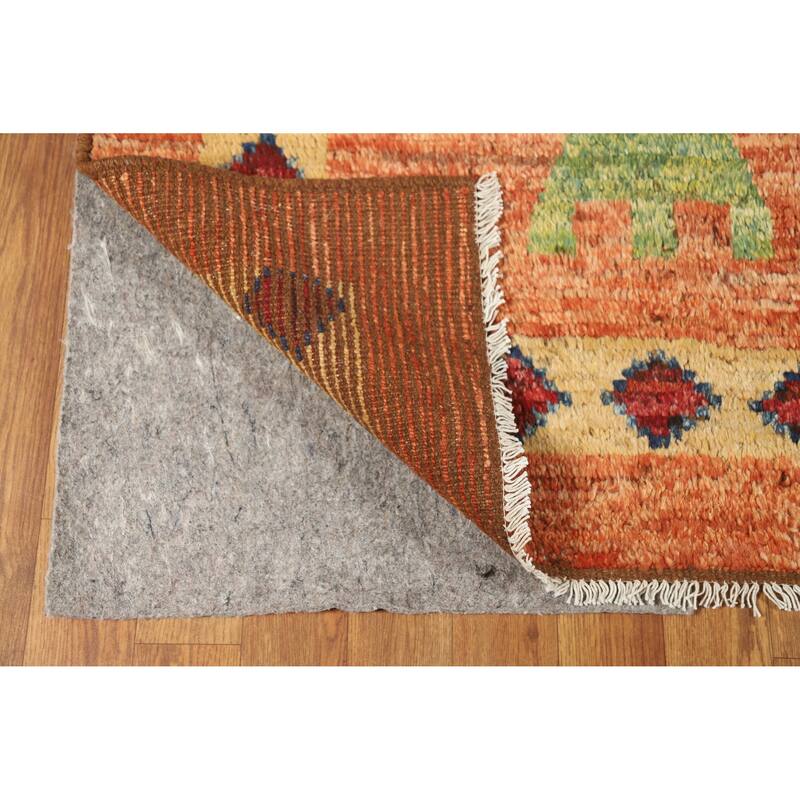 Orange Moroccan Oriental Rug Handmade Geometric Wool Carpet - 6'9" x 9'9"