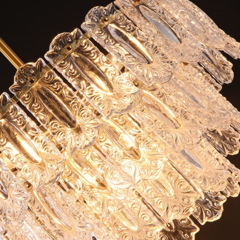 Rennnsan 6-Light Antique Brass Finish Glass Chandelier for Dining Room & Foyer - 45.1 in. W x 20 in. H