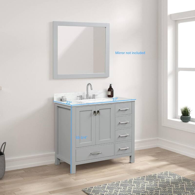 Blossom Geneva 36" Solid Wood Bathroom Vanity with Marble Top
