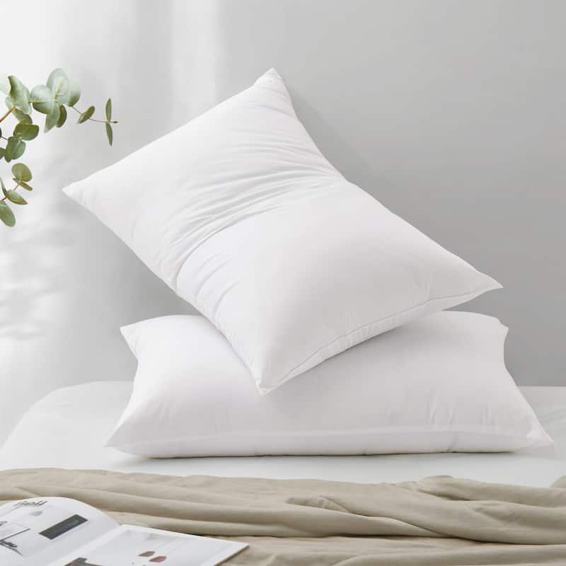 2 Pack Fluffy Down Alternative Bed Pillows for Back,Stomach, Side Sleeper - White - Queen