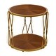 preview thumbnail 12 of 14, Round Wood Frame Side Table Coffee End Table Antique Black/Gold Living Room Bedroom