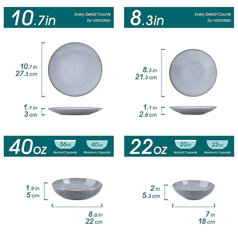 vancasso Karst 16-Piece Stoneware Dinnerware Set, Service for 4