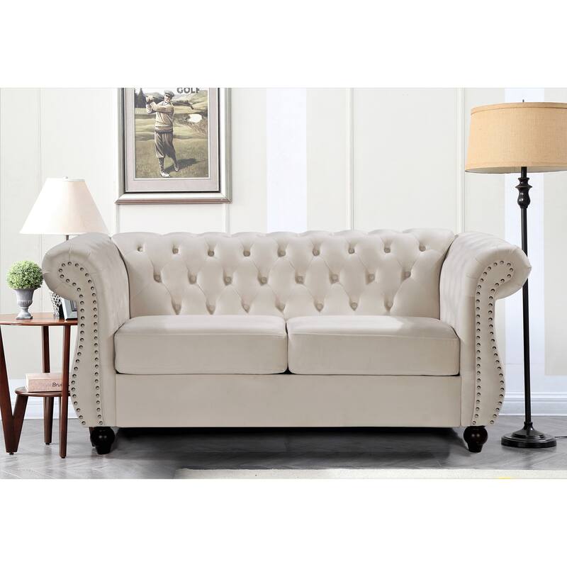 Kemos Velvet Chesterfield 2-piece Living Room Set