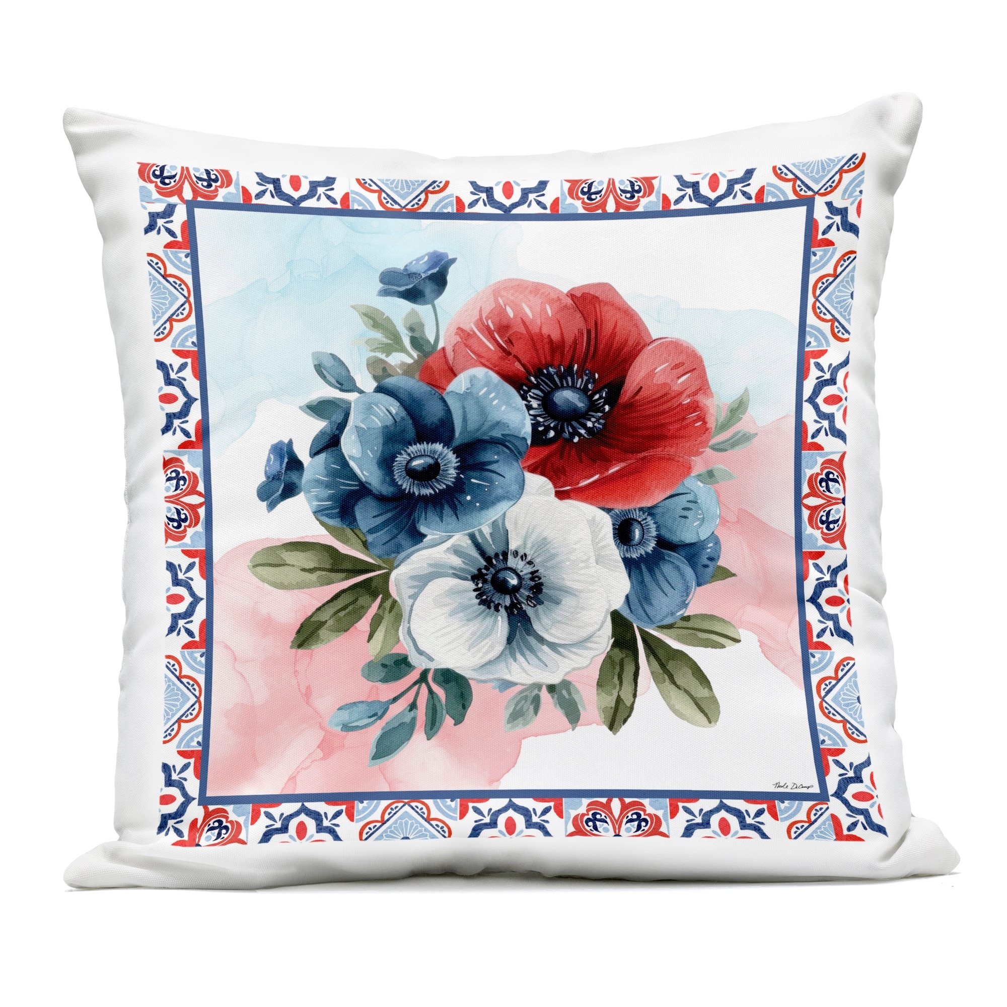 Stupell Patriotic Poppies Bundle Decorative Printed Outdoor Throw Pillow Design by Nicole DeCamp