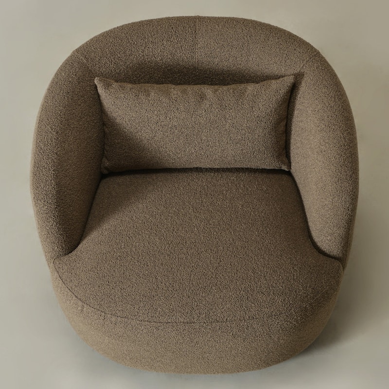 KINWELL 34" Sherpa Swivel Accent Chair Boucle Upholstered Armchair