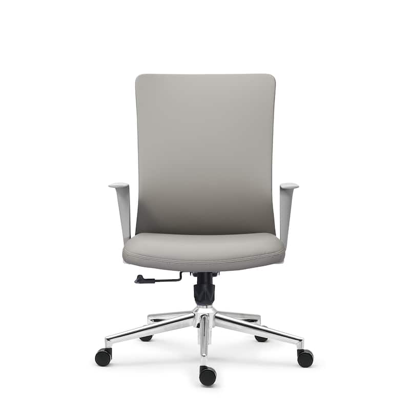 Modern Ergonomic Office Chair Faux Leather Upholstery Lumbar Support - Grey