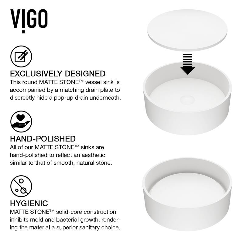 VIGO Anvil 16"L x 16"W MatteStone Vessel Sink and Ashford 11"H Faucet Set