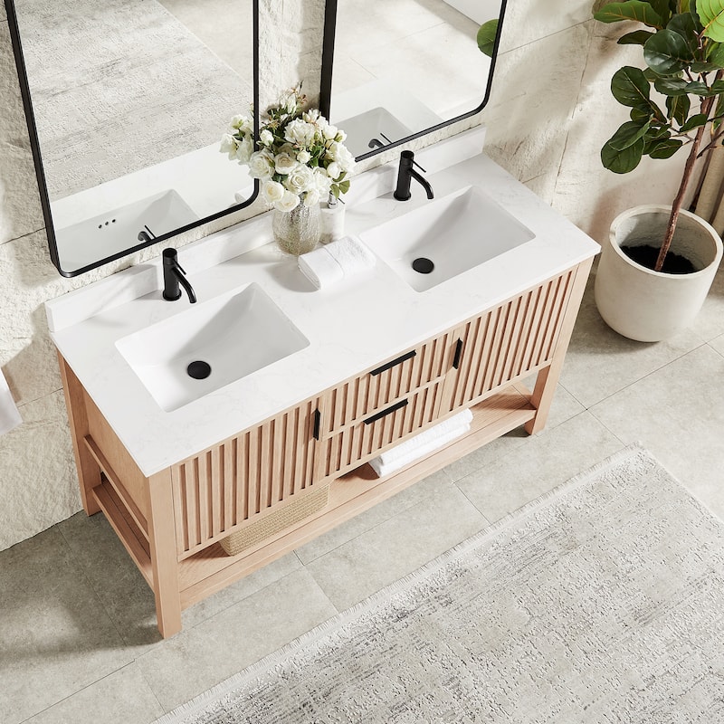 Tehran Bath Vanity with Composite Stone Top without Mirror
