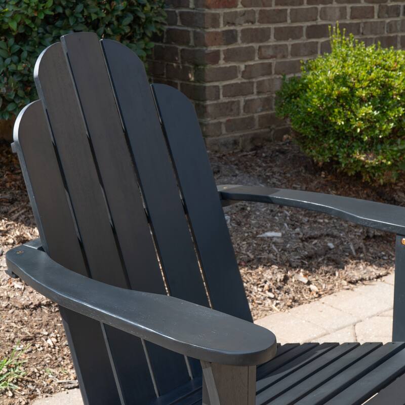 Gavil Black Acacia Wood 2-Piece Adirondack Chair and Table Set