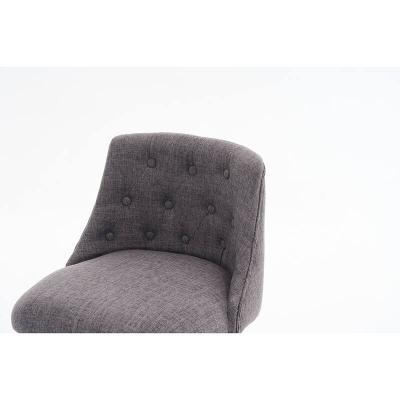 25" Swivel Bar Stools Set Of 2-Modern Counter Height Stools With Linen Upholstery&Button Tufted Back